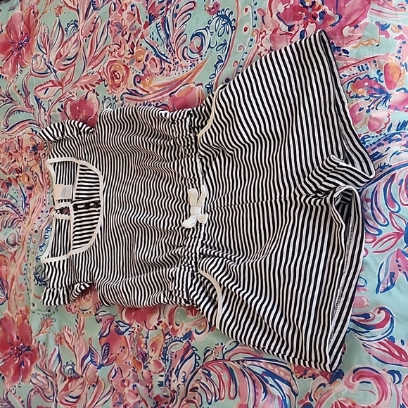 Janie and Jack 5 Romper Navy Stripe Resort Play - Picture 6 of 8